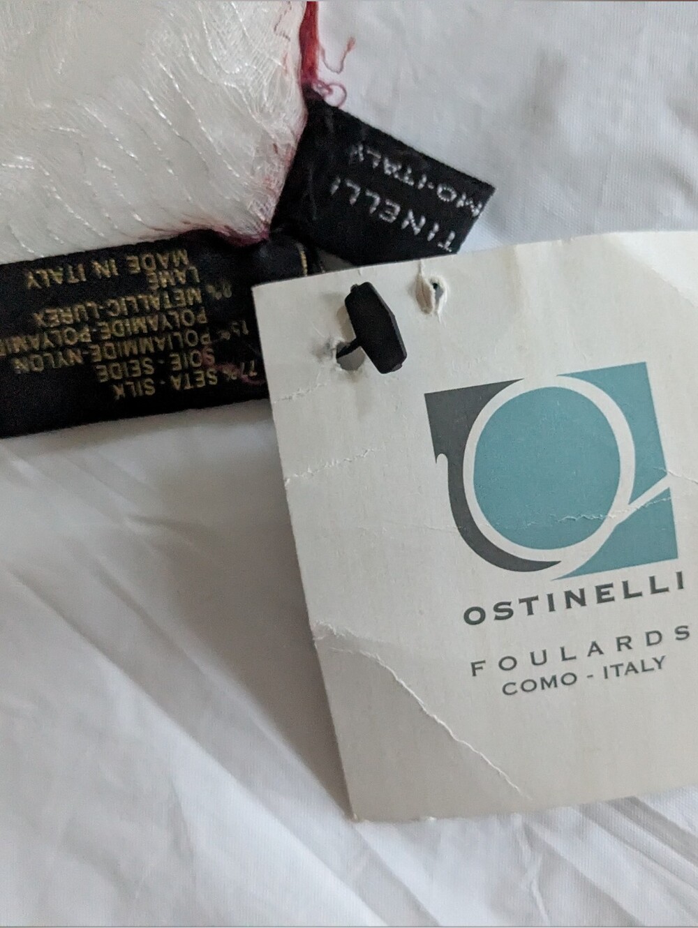Ostinelli Sheer White Floral Scarf - Picture 4 of 5